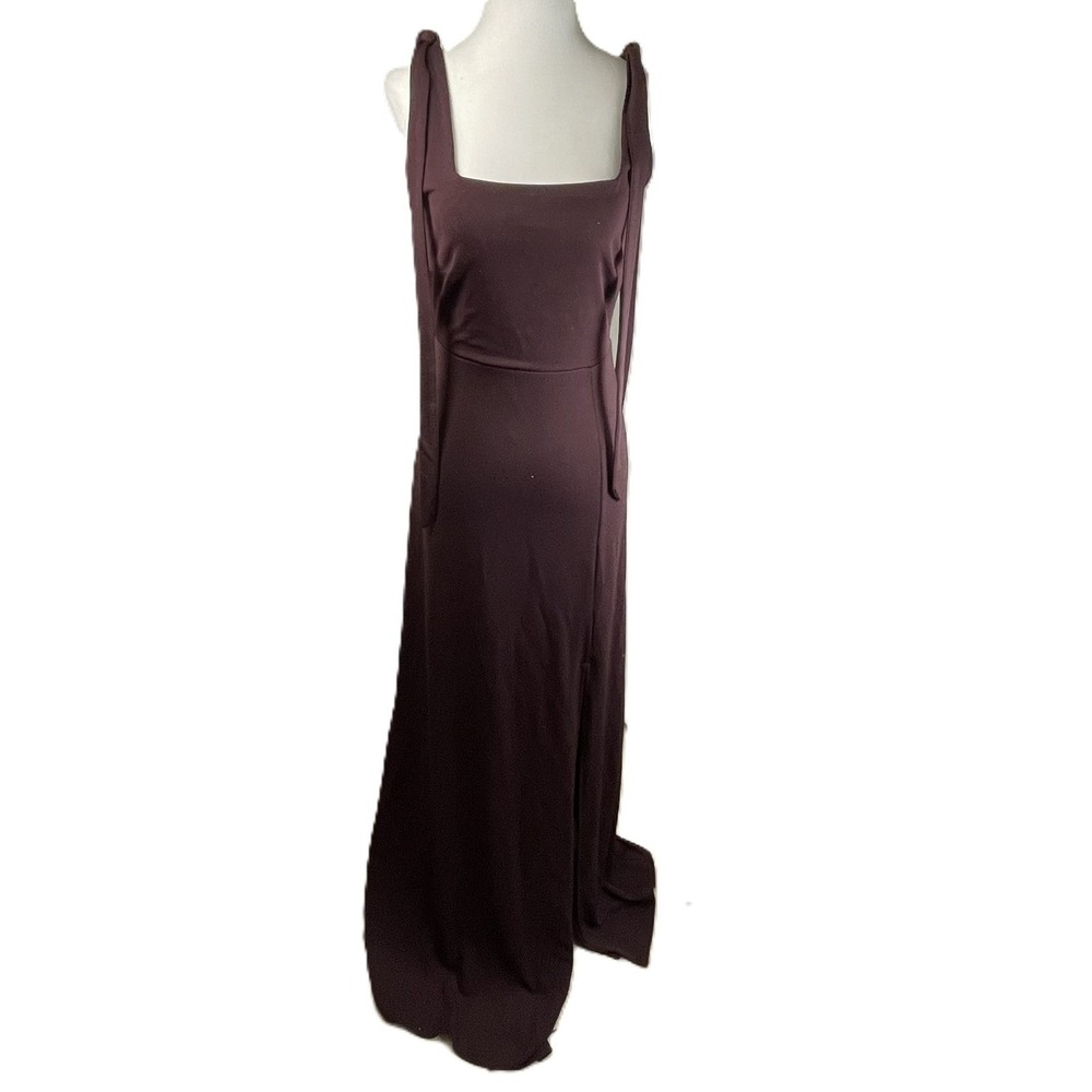 Birdy Grey S Burgundy Sparkle Maxi Dress Non-Adjustable Tie Straps Formal